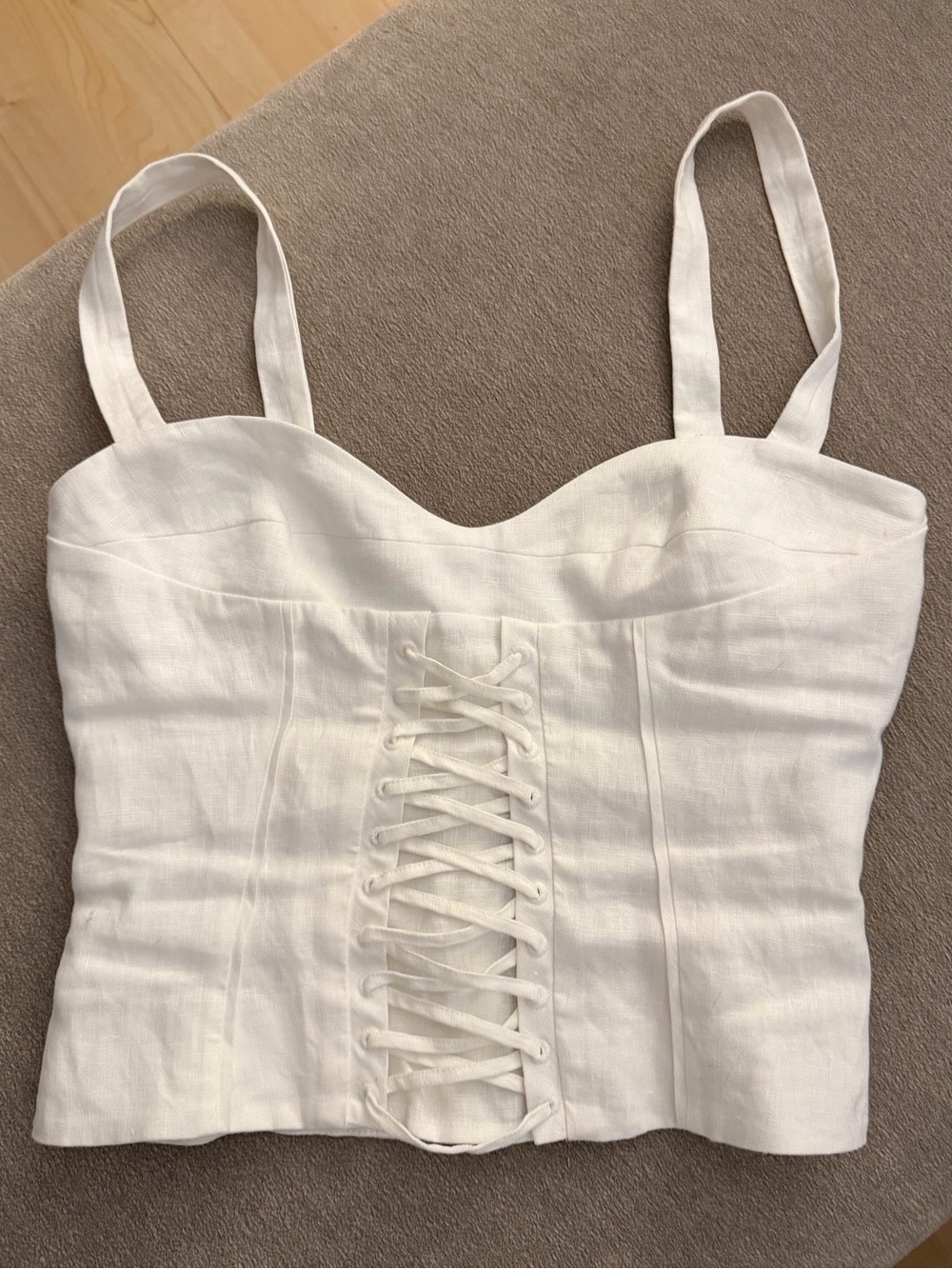 Reformation White 100% Linen Corset Lace-Up Top – Size 2